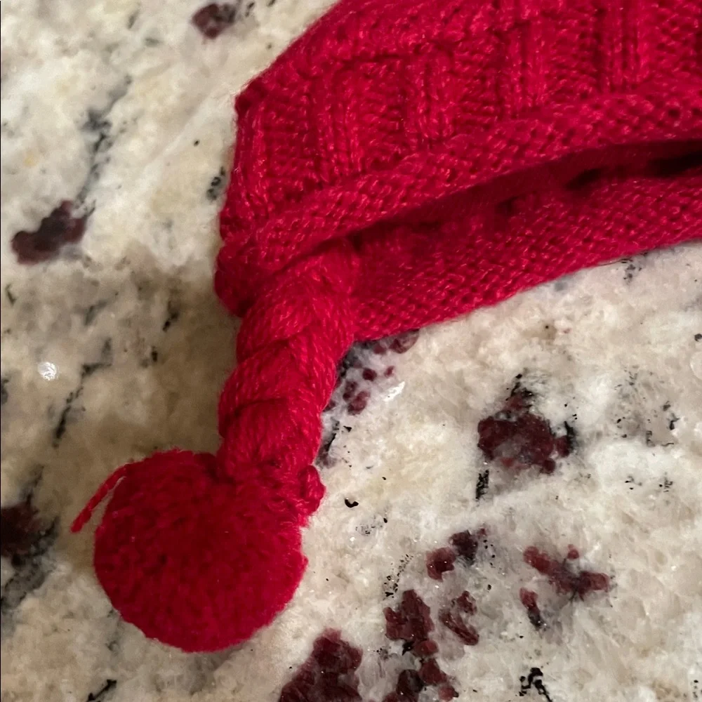 Festive Red Hand Knitted Pom-Pom Hat for Kids w ear flaps /New Fair Isle Beanie